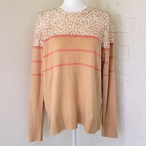 BeachLunchLounge Sweater Crew Neck Longsleeve Animal Print Stripe Pink S Small
